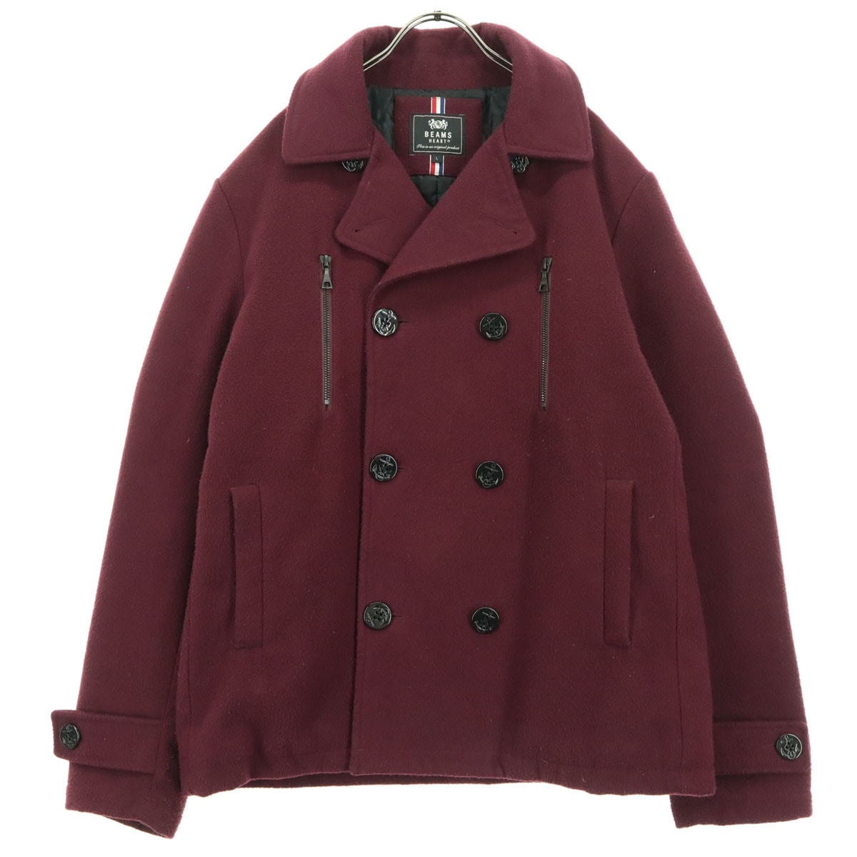 BEAMS HEART ビームスハート 長袖 ピーコート L ワインレッド