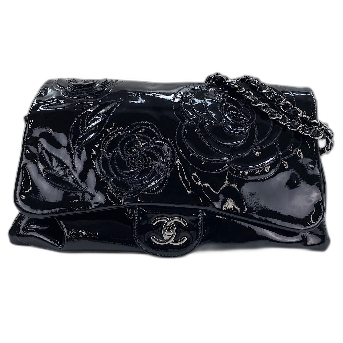 シャネル CHANEL カメリア ショルダーバッグ エナメル【中古】