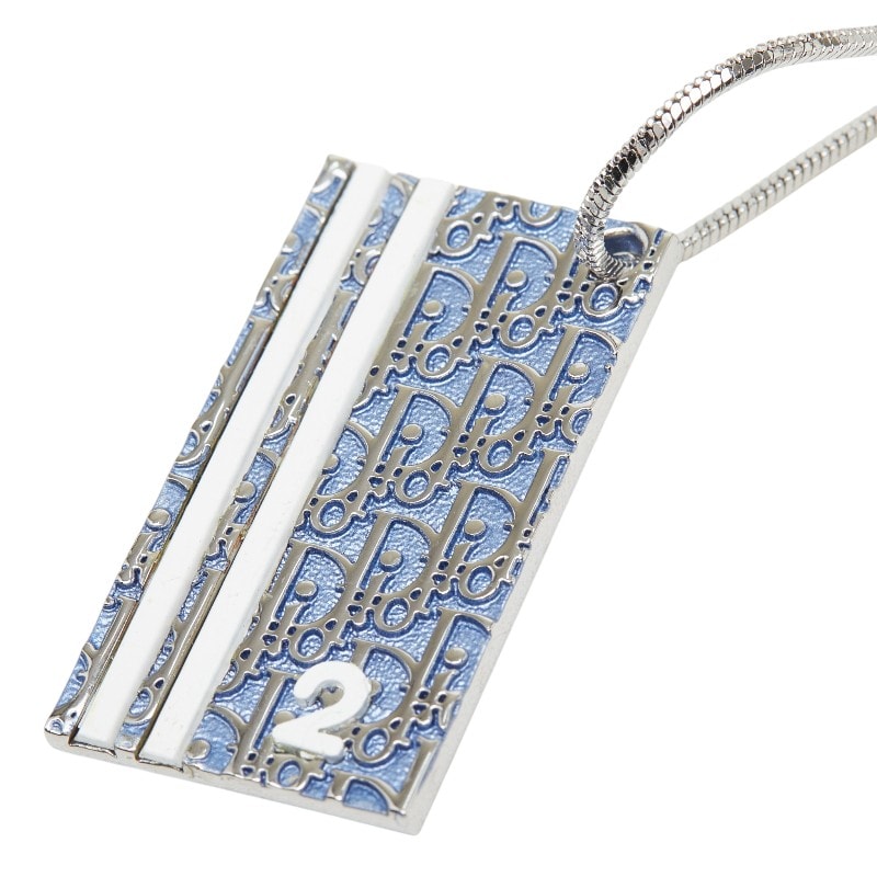 ディオール トロッター ナンバー2 ヴィンテージ ネックレス シルバー ブルー系 ホワイト メタル レディース Dior 【中古】