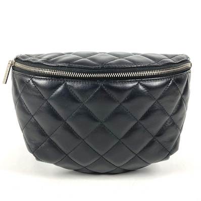 シャネル CHANEL CC ココマーク マトラッセ ユニフォーム UNIFORM ベルトバッグ ショルダーバッグ クロス ウエストバッグ ボディバッグ レザー ブラック
