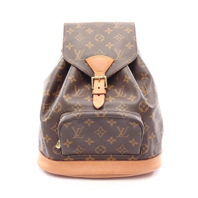 ルイ・ヴィトン LOUIS VUITTON モンスリMM リュックサック バックパック バッグ PVCコーティングキャンバス レザー モノグラム レディース ブラウン系 M51136 【中古】