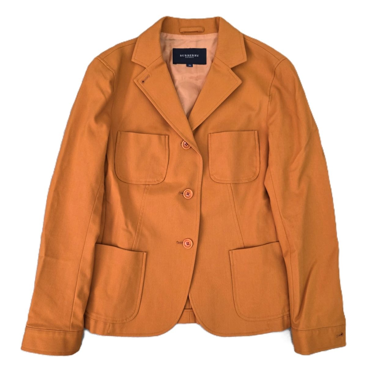 BURBERRY バーバリー コットン 伸縮性あり ジャケット テーラードジャケット 38 コットン オレンジ  レディース【中古】