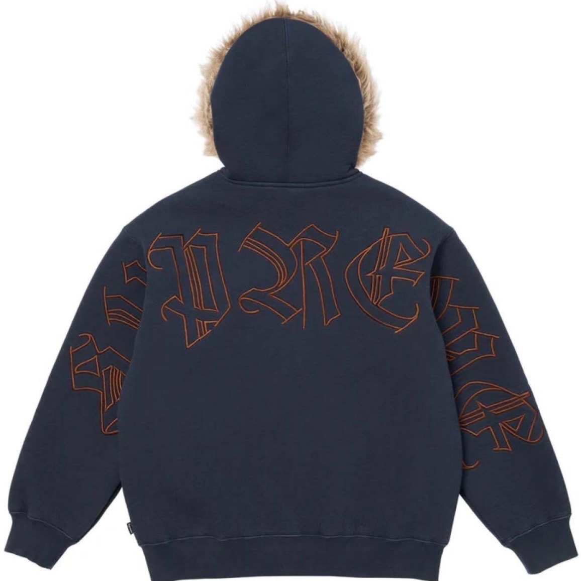 Supreme Faux Fur Zip Up Hooded Sweatshirt "Navy"
