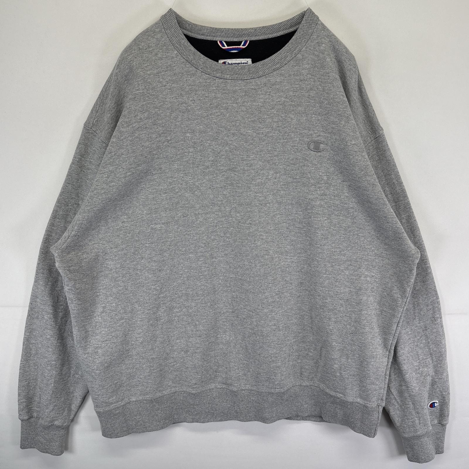 古着 チャンピオン Champion スウェット トレーナー プルオーバー クルーネック  ワンポイントロゴ 大きいサイズ 2XL  グレー メンズ