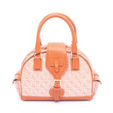 ロエベ LOEWE アナグラム スモール ボーリングバッグ ハンドバッグ バッグ キャンバス レザー レディース オレンジ系 【中古】