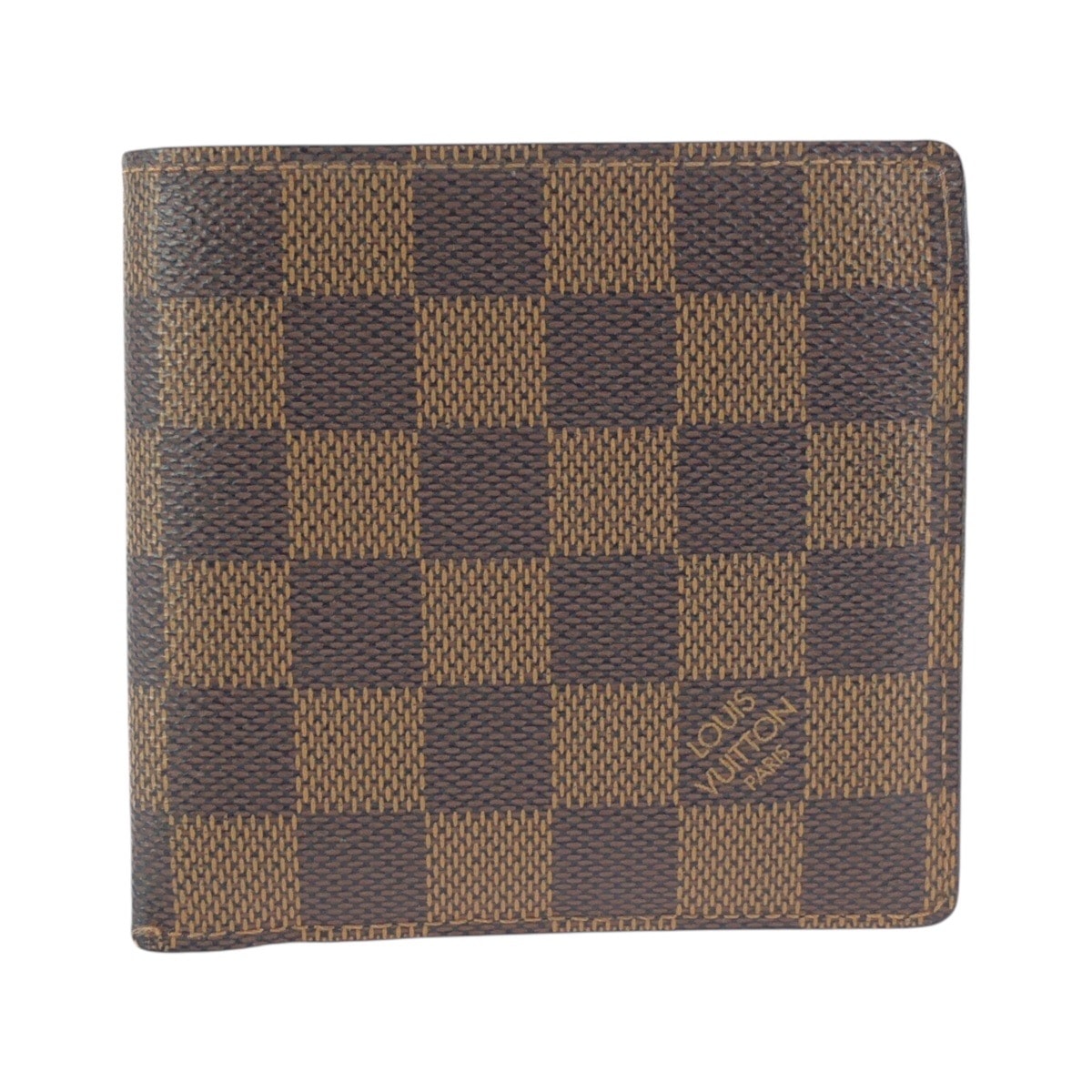 LOUIS VUITTON ルイヴィトン ダミエ ポルトフォイユ マルコ ブラウン ゴールド金具 PVC 折財布 コンパクトウォレット 602435 【中古】