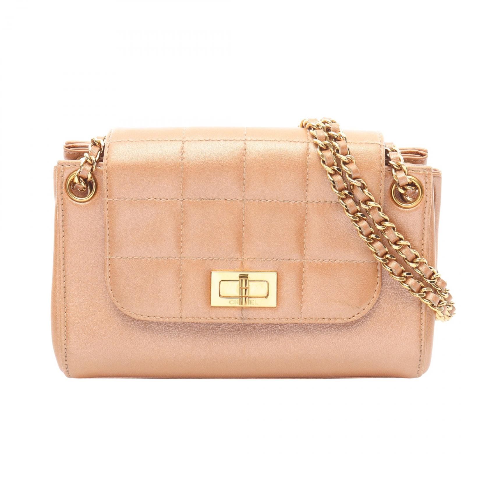 シャネル CHANEL 2.55 チョコバー ショルダーバッグ バッグ ラムスキン(羊革) レディース ピンク系 【中古】