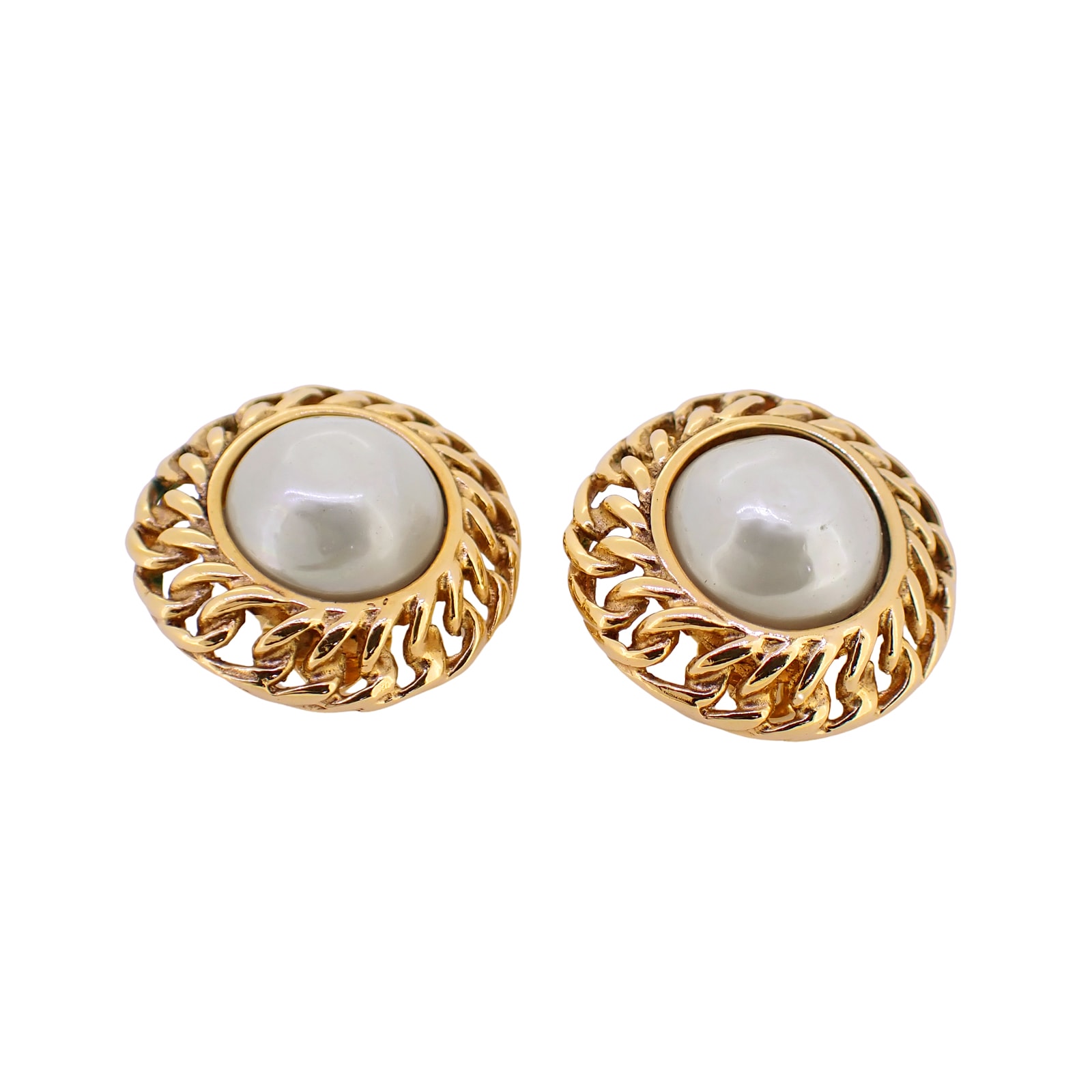 CHANEL シャネル  フェイクパール サークル  ヴィンテージ  ゴールド  レディース イヤリング