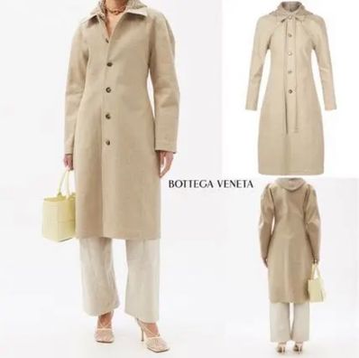 BOTTEGA VENETA デタッチャブルマクラメフード リネンコート