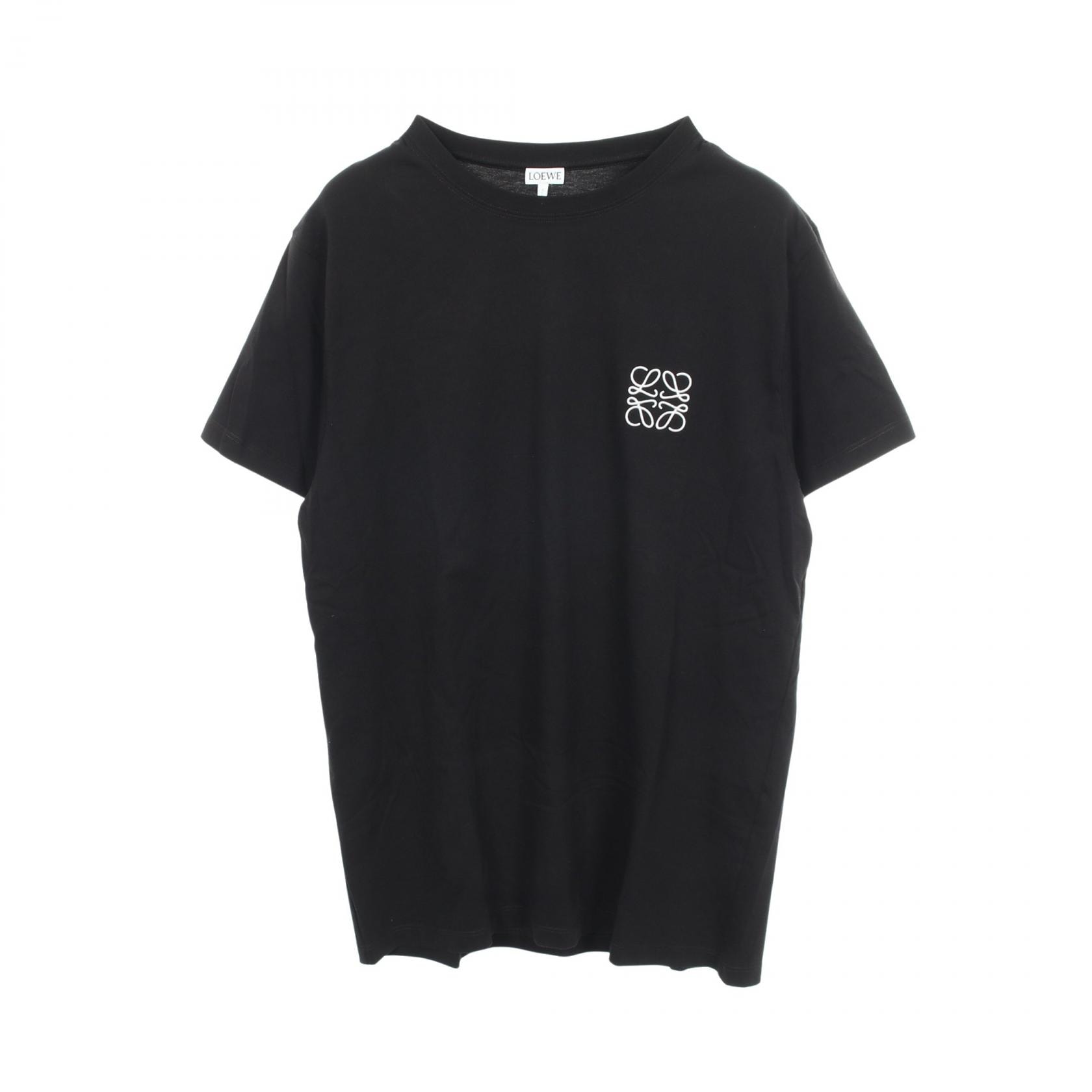 ロエベ LOEWE アナグラム刺繍 半袖Tシャツ 衣料品 トップス コットン メンズ ブラック系 【中古】