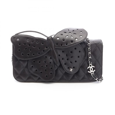 シャネル CHANEL マトラッセ バタフライ ショルダーバッグ バッグ ラムスキン(羊革) レディース ブラック系 【中古】