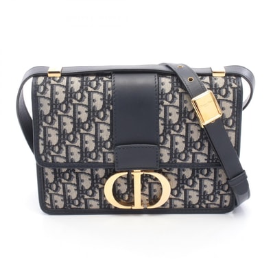 ディオール Dior 30 MONTAIGNE モンテーニュ オブリーク ショルダーバッグ バッグ キャンバス レザー レディース ネイビー系 / ベージュ系 M9203UMOS 【中古】