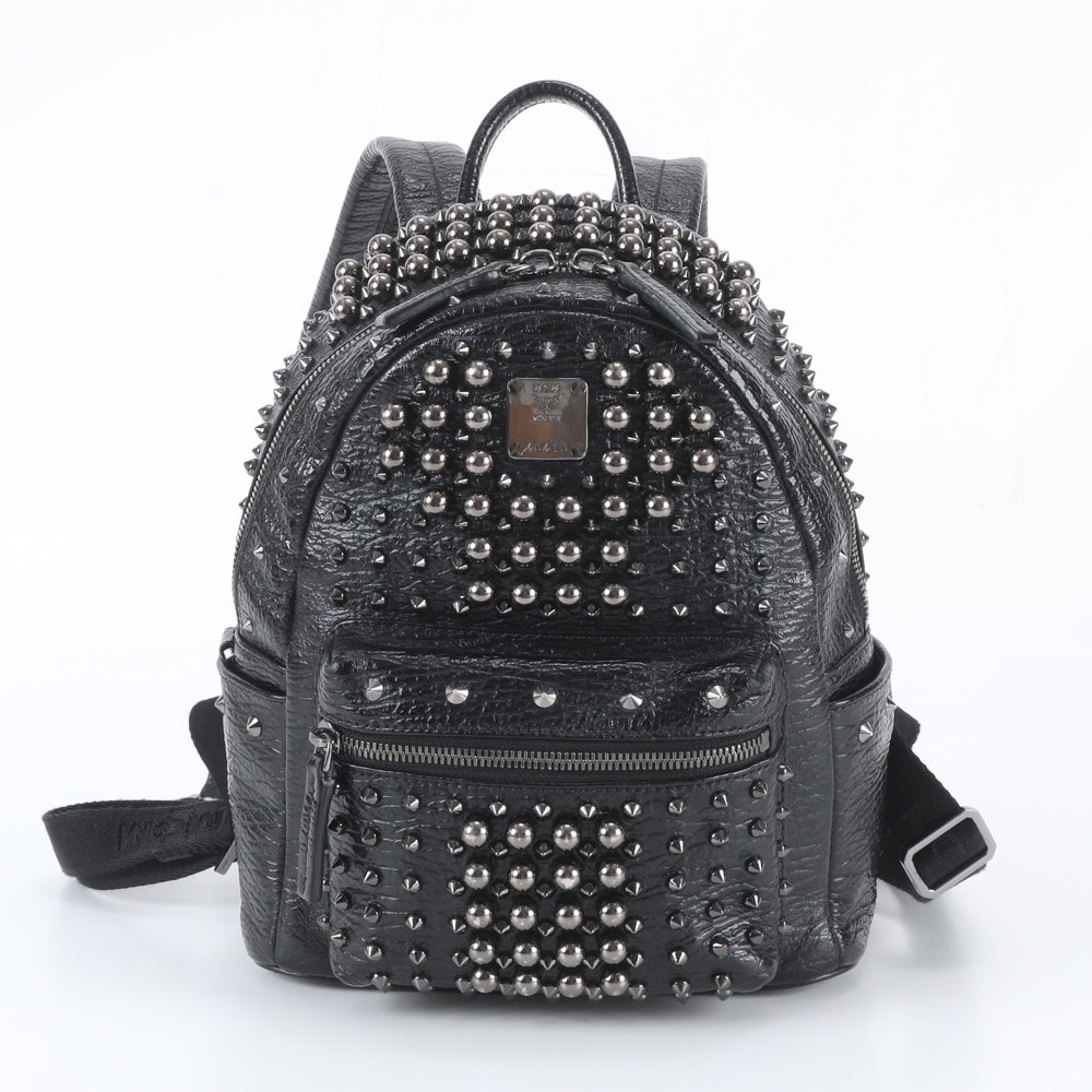 ■美品 MCM エムシーエム スタッズリュックサック レザー