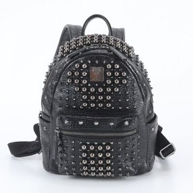 ■美品 MCM エムシーエム スタッズリュックサック レザー