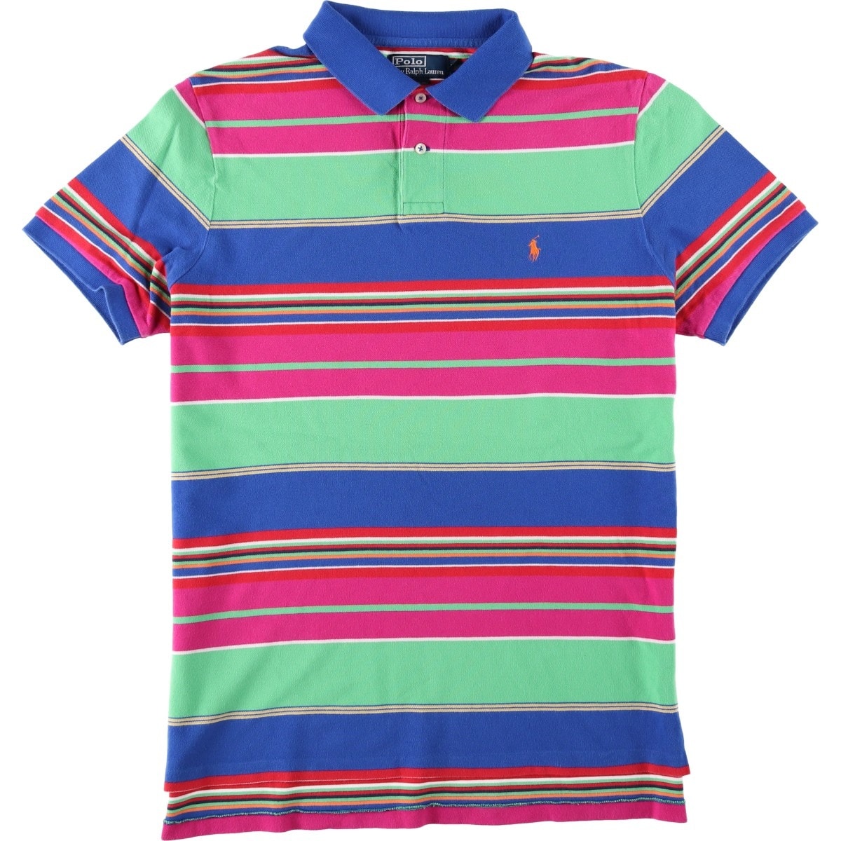 古着 ラルフローレン Ralph Lauren POLO by Ralph Lauren CUSTOM FIT マルチボーダー 半袖 ボーダー ポロシャツ メンズXL相当/eaa644601