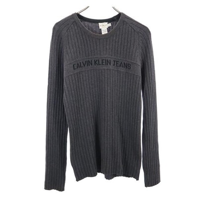 Calvin klein Jeans カルバンクラインジーンズ 90s オールド 長袖 コットンリブニット セーター M グレー