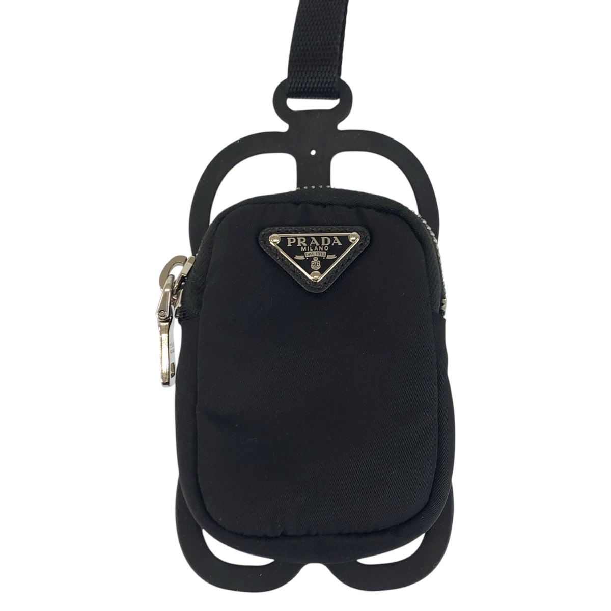 美品 PRADA プラダ テスート 三角ロゴプレート ブラック 黒 シルバー金具 ナイロン ラバー/ 携帯 スマホアクセサリー 男女兼用 601784 【中古】