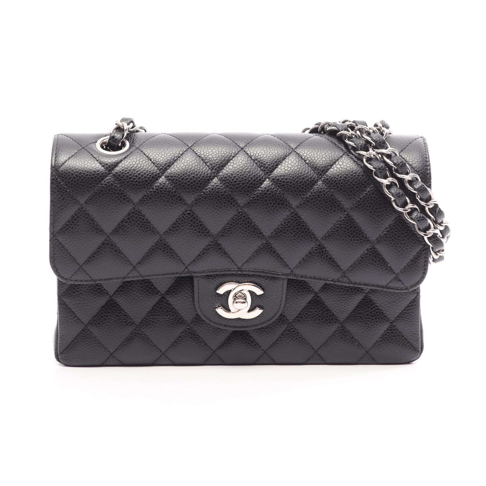 シャネル CHANEL マトラッセ Wフラップ ショルダーバッグ バッグ キャビアスキン(グレインドカーフ) レディース ブラック系 【中古】