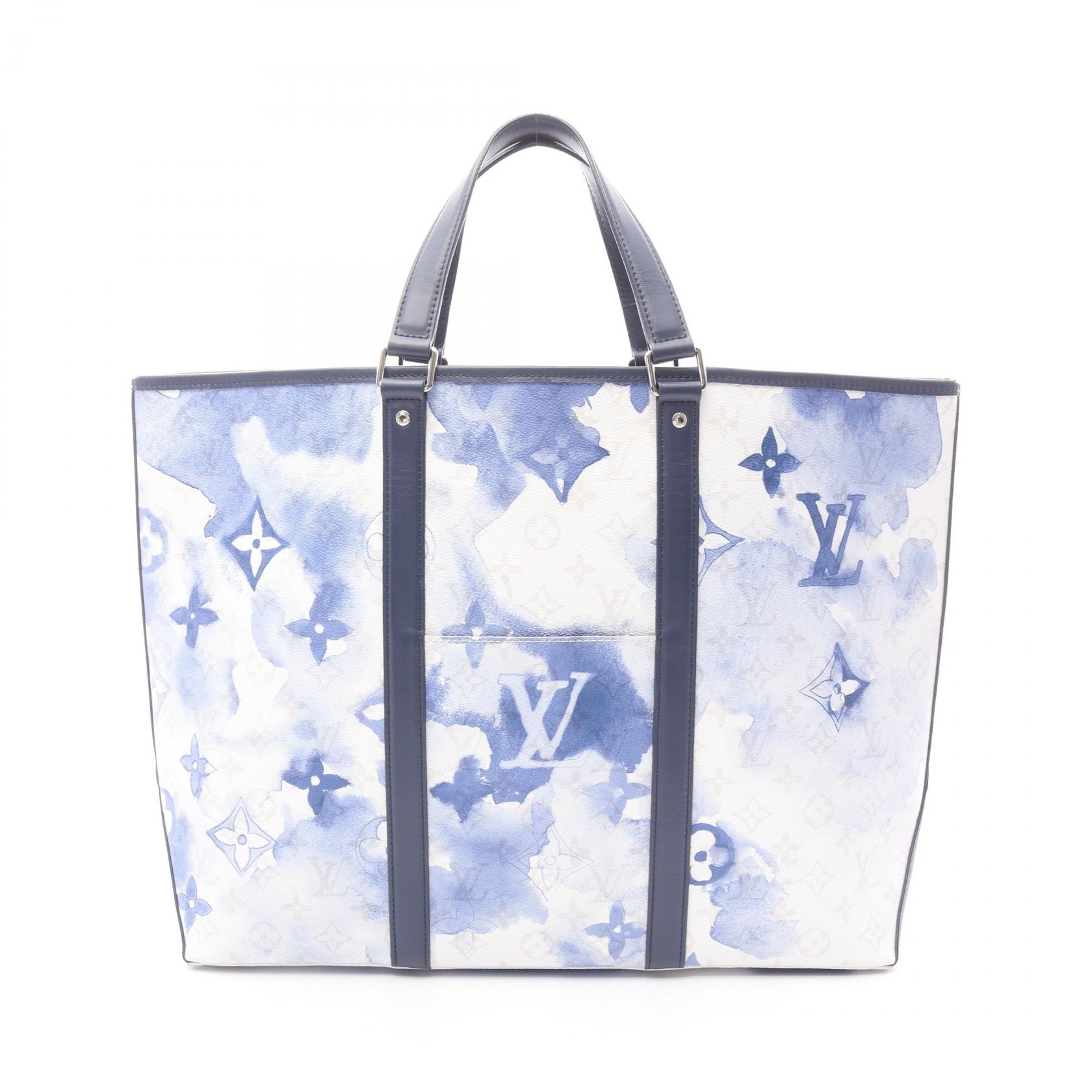 ルイ・ヴィトン LOUIS VUITTON ウィークエンドトートGM トートバッグ バッグ PVCコーティングキャンバス レザー モノグラム・ウォーターカラー メンズ ホワイト系 / ブルー系 M45755 【中古】