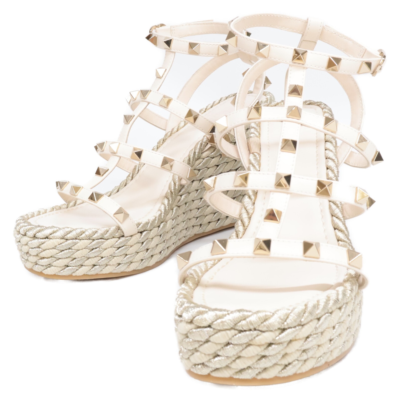 ヴァレンティノガラヴァーニ 【美品】ロックスタッズ ストラップ ウェッジソール サンダル/ 37