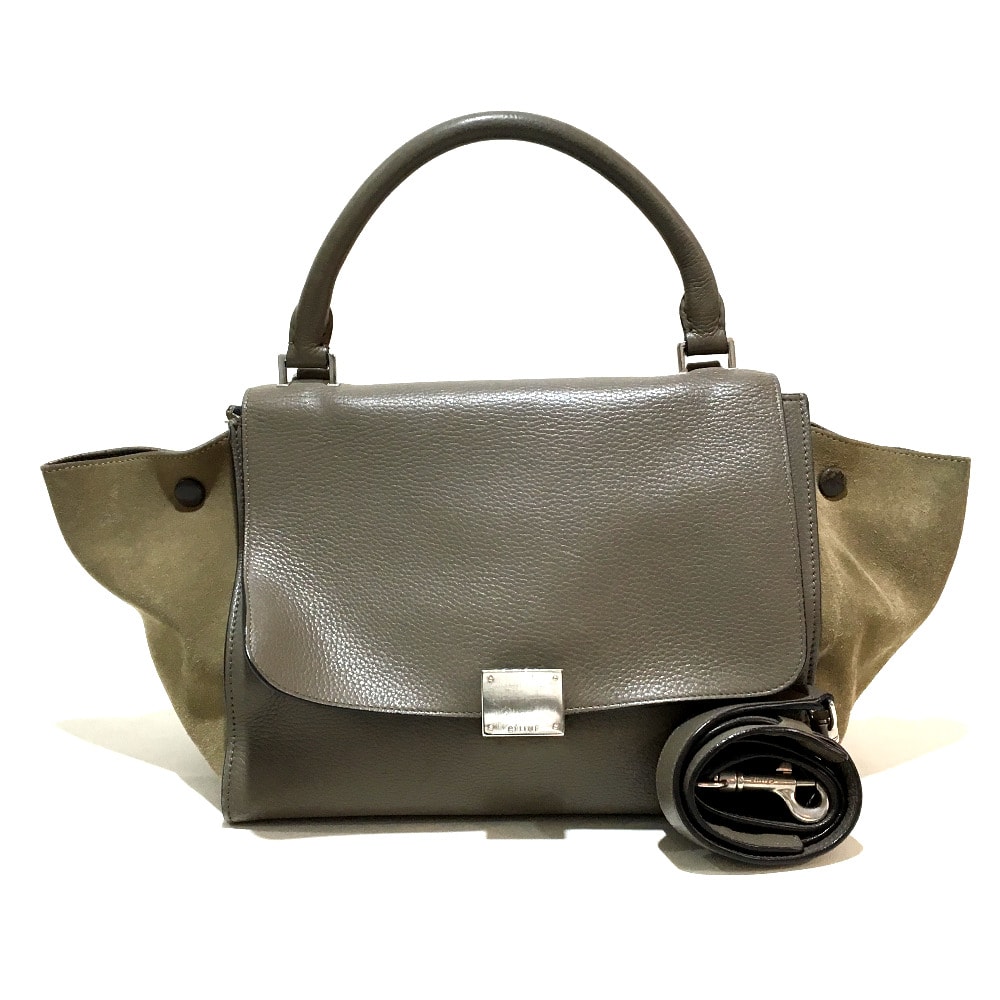 セリーヌ CELINE トラペーズ 2way  カバン ショルダーバッグ ハンドバッグ スエード/レザー チャコールグレー