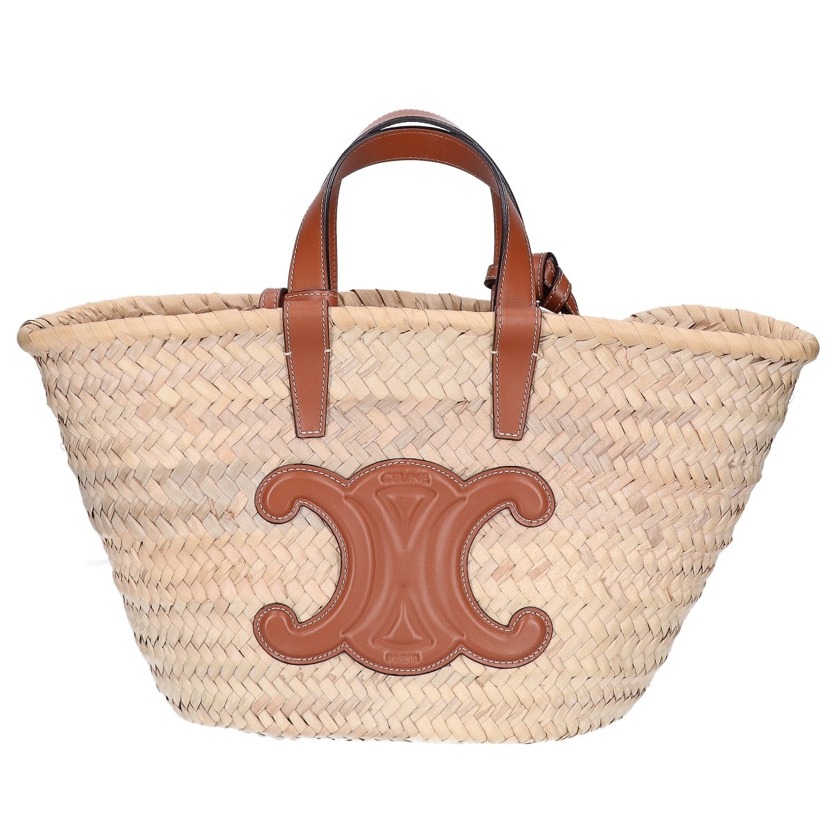 セリーヌ 【美品】ティーン CELINE クラシック パニエ / ラフィア&カーフスキン かごバッグ
