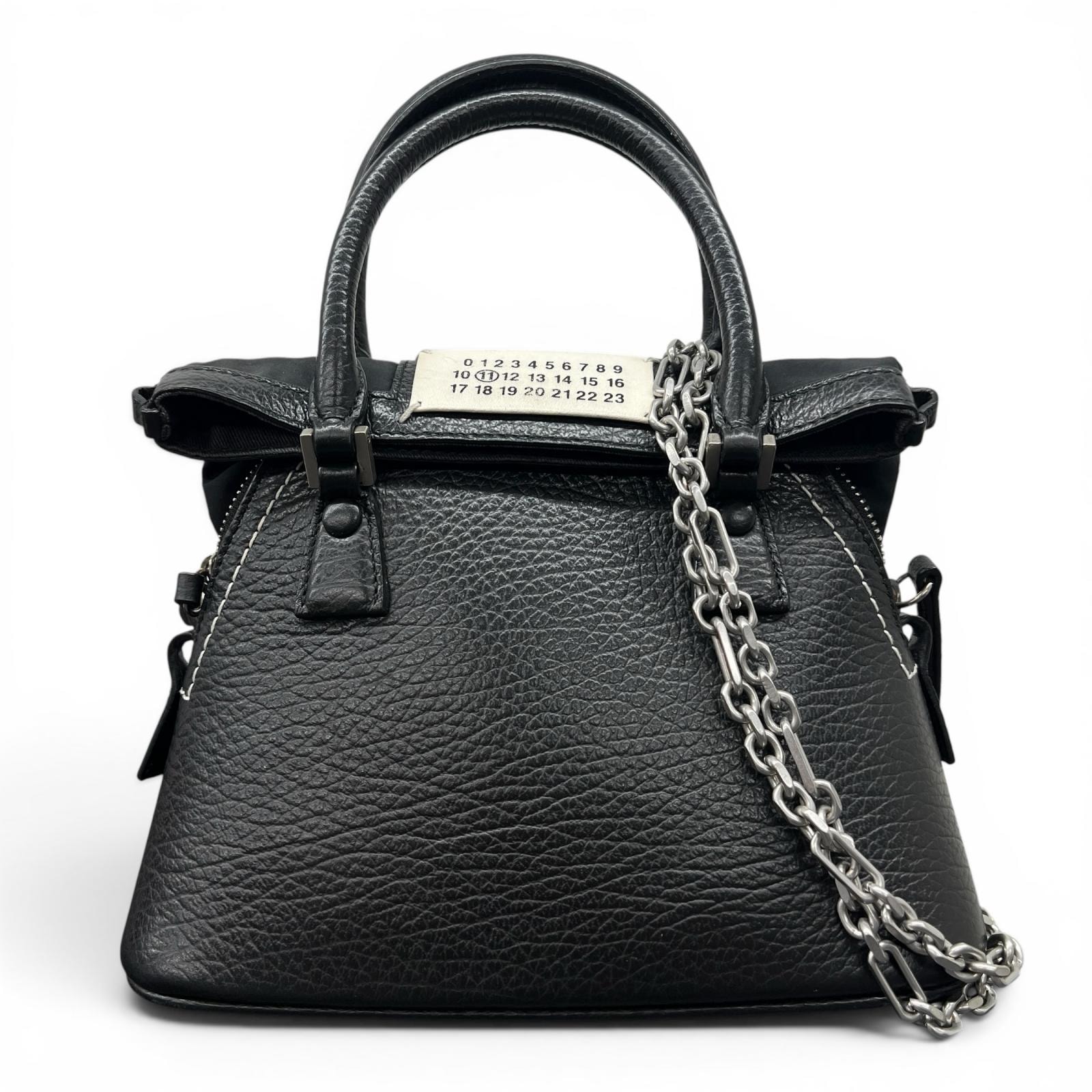 Maison Margiela 美品 メゾンマルジェラ 5AC マイクロ 2way ハンドバッグ チェーンショルダーバッグ S56WG0081 2018年 レザー ブラック 4ステッチ ミニバッグ ABランク 鑑定済 マルジェラバッグ