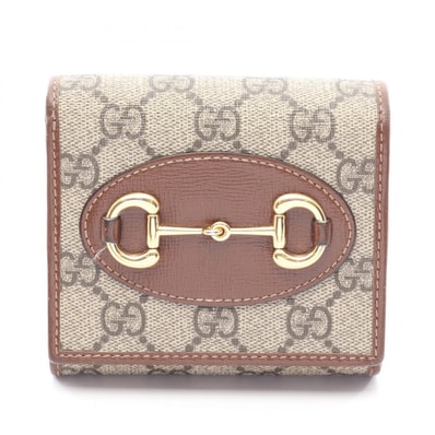 グッチ GUCCI ホースビット 1955 GGスプリーム 二つ折り財布 財布 レザー PVCコーティングキャンバス レディース ベージュ系 / ブラウン系 621891 【中古】