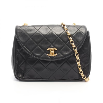 シャネル CHANEL マトラッセ ラウンドフラップ ショルダーバッグ バッグ ラムスキン(羊革) レディース ブラック系 【中古】