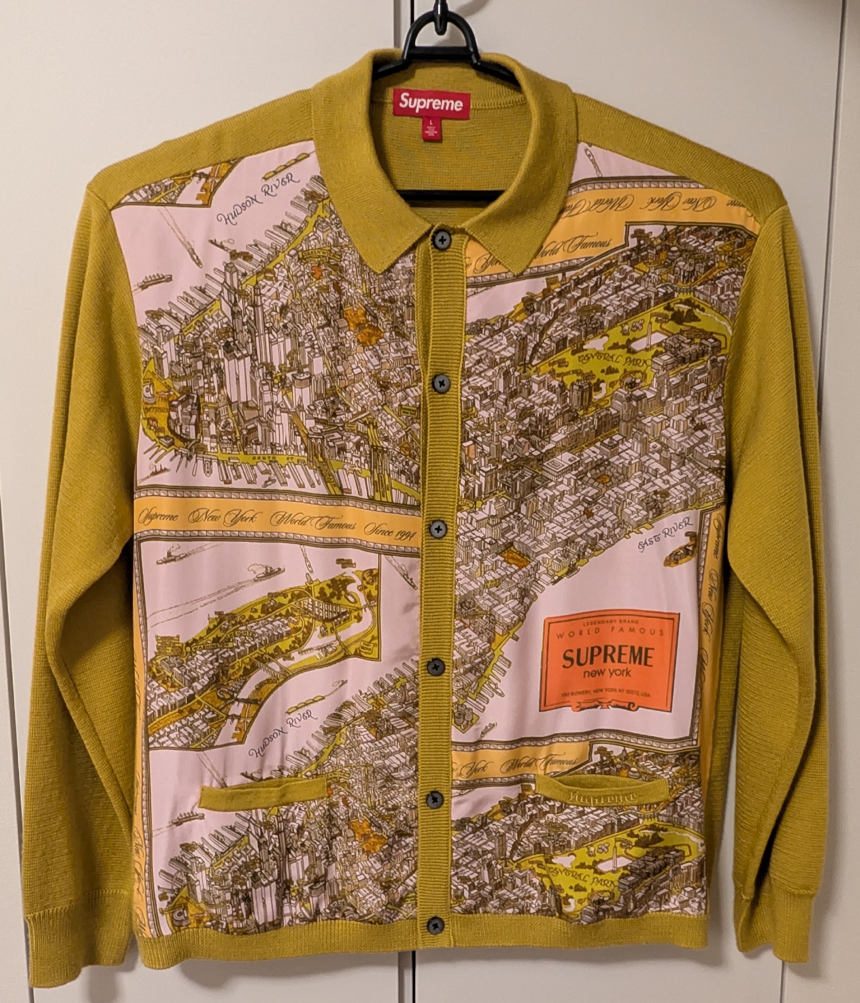 Supreme Silk Map Cardigan "Mustard"