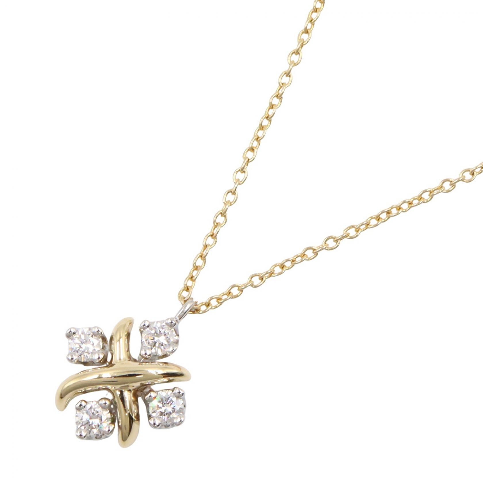 ティファニー TIFFANY&CO ジャンシュランバージェ 4PD ネックレス ネックレス ジュエリー K18(イエローゴールド) Pt950プラチナ ダイヤモンド レディース ゴールド系 / シルバー系 / クリア系 【中古】