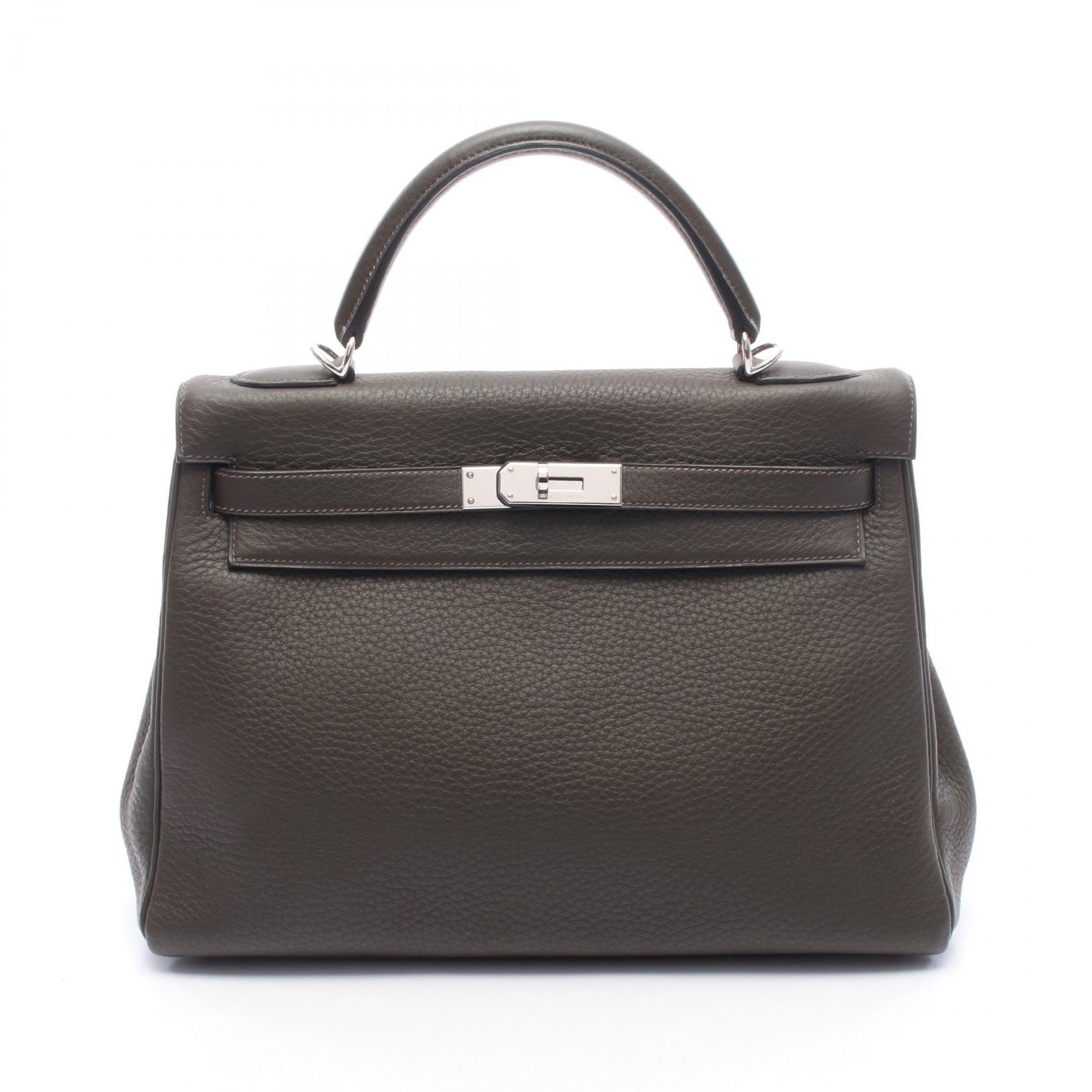 エルメス HERMES ケリー32 内縫い 2WAY ハンドバッグ バッグ トリヨンクレマンス トリヨンクレマンス □F刻印(2002年製造) レディース カーキ系 【中古】
