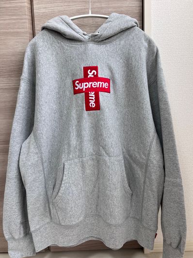 Supreme Cross Box Logo Hooded Sweatshirt "Grey"