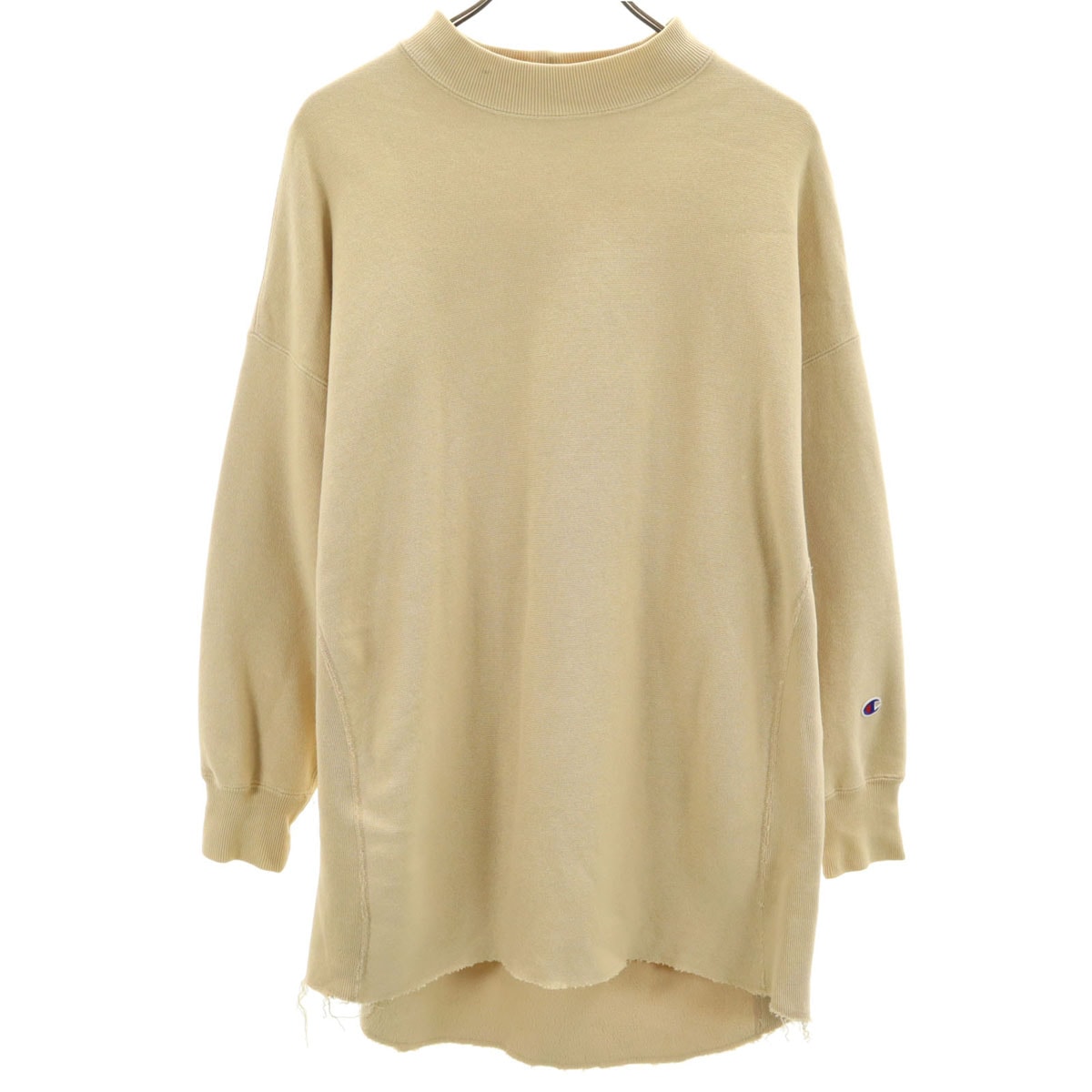 Champion チャンピオン リバースウィーブ 長袖 スウェット 膝丈ワンピース M ベージュ