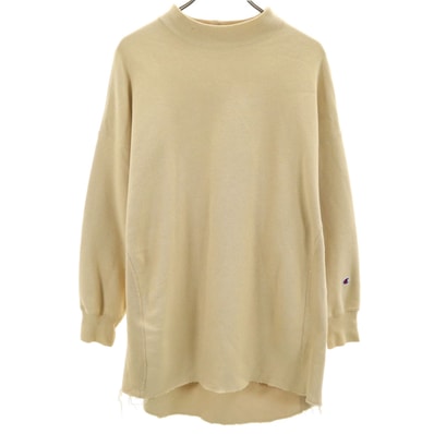 Champion チャンピオン リバースウィーブ 長袖 スウェット 膝丈ワンピース M ベージュ