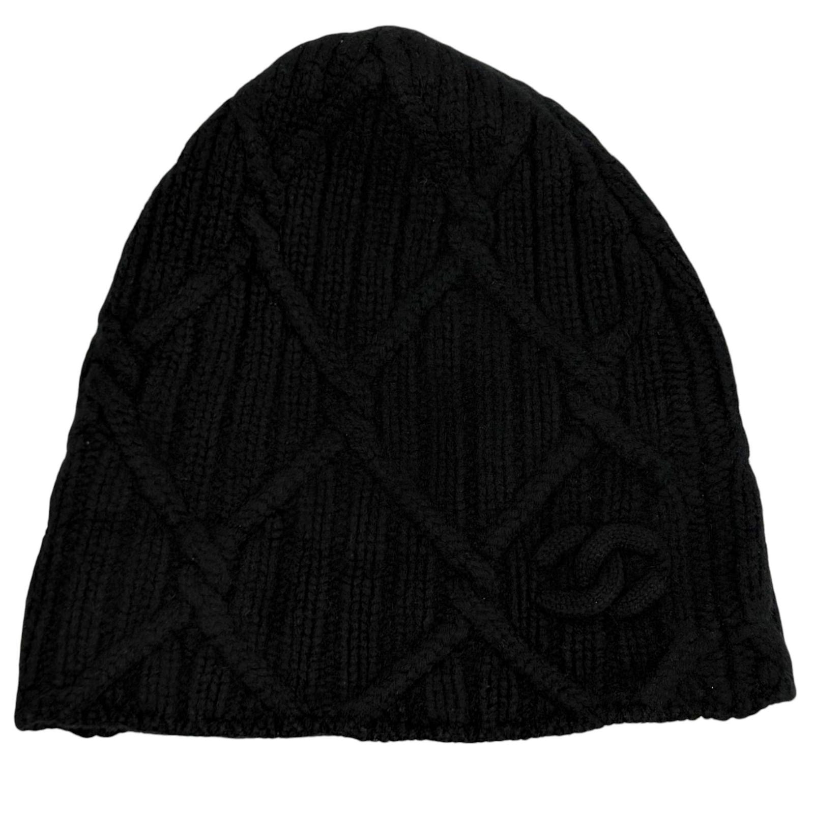 美品 シャネル ニットキャップ ブラック レディース 18B