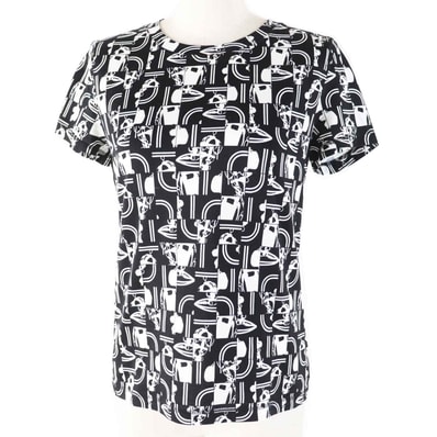 美品 エルメス 半袖Tシャツ 式典用馬勒 ブラック ホワイト レディース 34