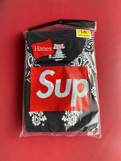 Supreme x Hanes Bandana Tagless Tees (2 Pack) "Black"