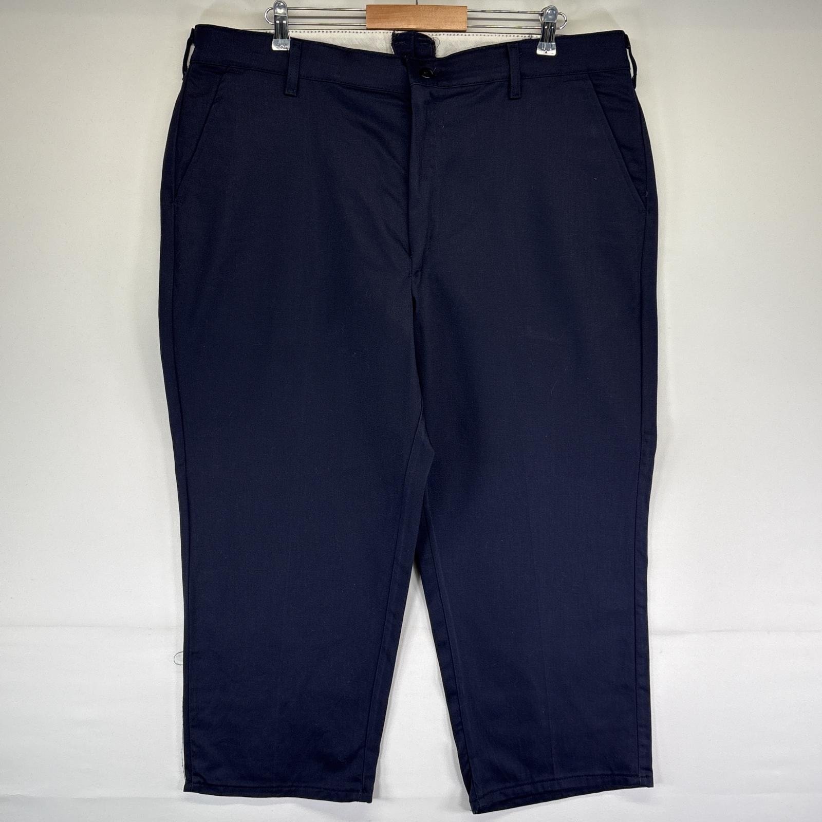 古着 レッドキャップ RED KAP ワークパンツ チノパン ワンポイントロゴ 大きいサイズ テーパード 長ズボン w42 L36  ネイビー メンズ