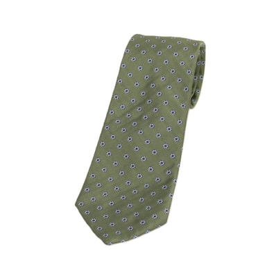 【中古】ブルックスブラザーズ Brooks Brothers MAKERS シルク 花小紋柄ネクタイ グリーンxライトブルー【メンズ】
