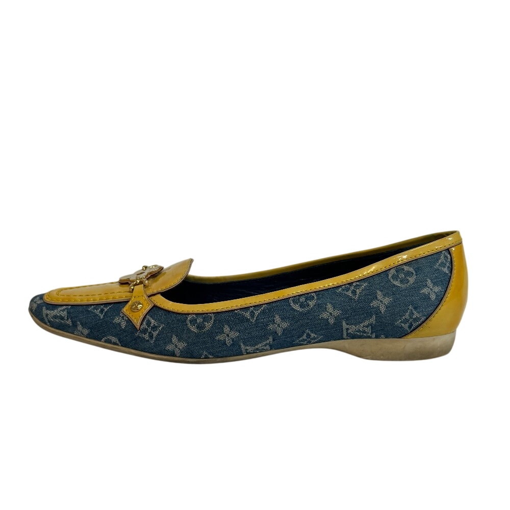 ルイヴィトン LOUIS VUITTON パンプス デニムモノグラム フラットシューズ イエロー