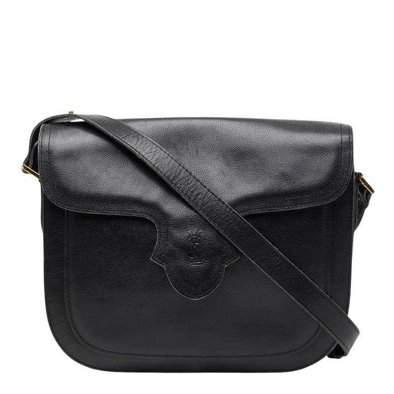 サンローラン YSLロゴ ショルダーバッグ ブラック レザー レディース SAINT LAURENT 【中古】