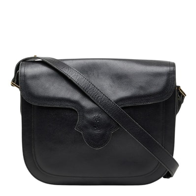 サンローラン YSLロゴ ショルダーバッグ ブラック レザー レディース SAINT LAURENT 【中古】