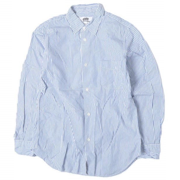 eYe COMME des GARCONS JUNYA WATANABE MAN アイ コムデギャルソン ジュンヤワタナベマン 日本製 14AW コットンブロード ストライプシャツ WN-B905 XS BLUE 長袖 トップス g13742