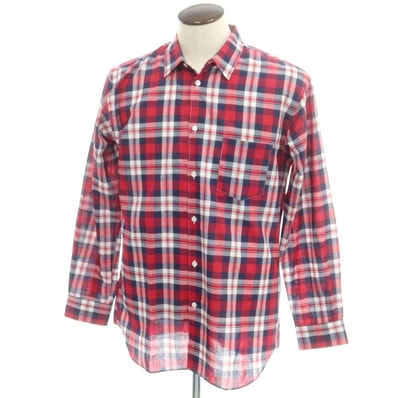 【中古】コムデギャルソンシャツ COMME des GARCONS SHIRT 2025年春夏 コットン チェック レギュラーカラー カジュアルシャツ レッドxネイビー【サイズL】【メンズ】