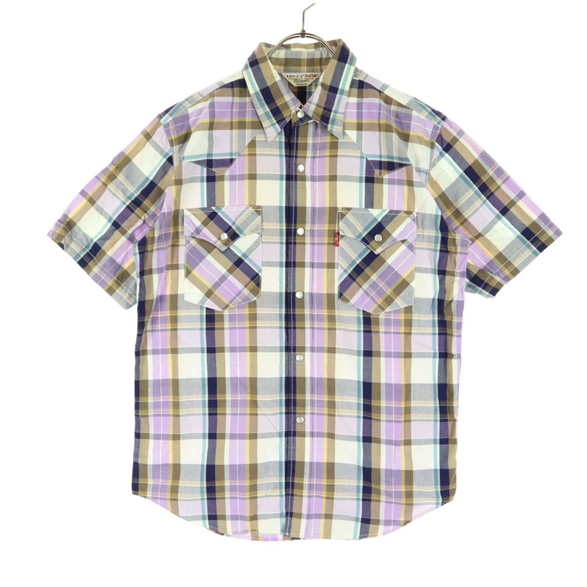 Levi's リーバイス チェック柄 半袖 スタンダードカラー コットンシャツ M