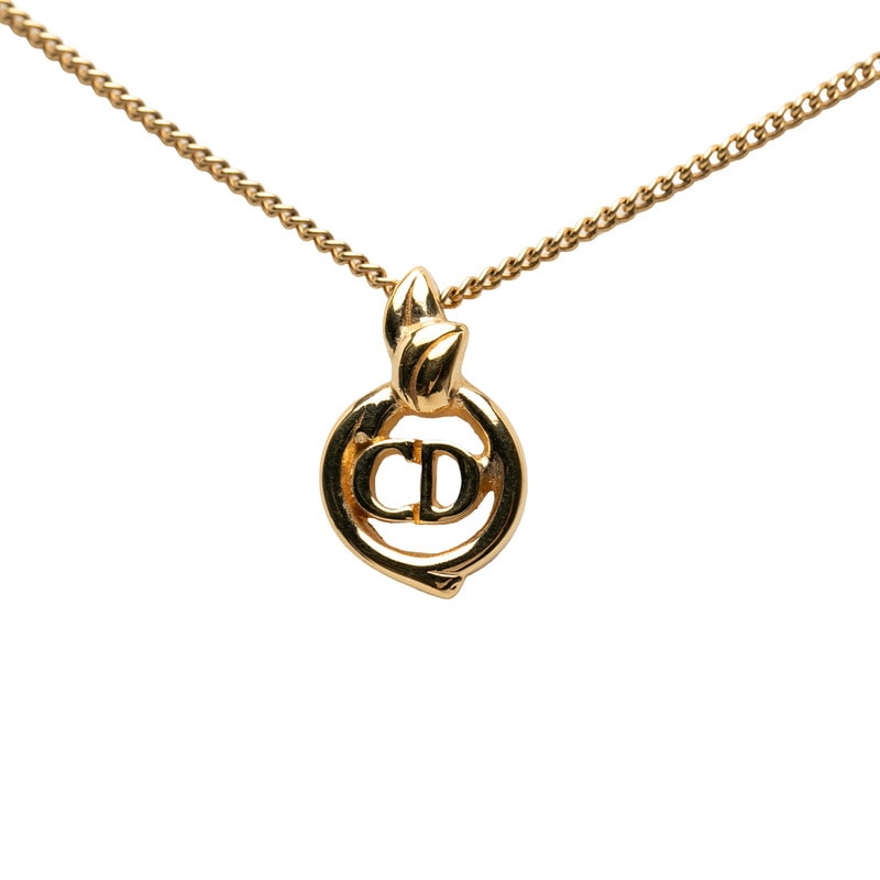 ディオール CDロゴ チェーン ペンダント ネックレス ゴールド メッキ レディース Dior 【中古】