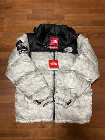 Supreme x The North Face Nuptse Jacket "White Paper Print"