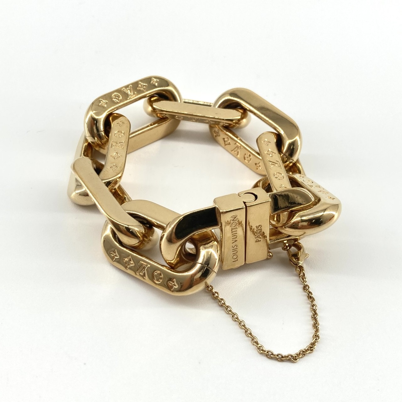 LOUIS VUITTON(ルイ・ヴィトン) ブラスレ LV エッジ セーフティチェーン付 MP3009 ブレスレット ゴールド