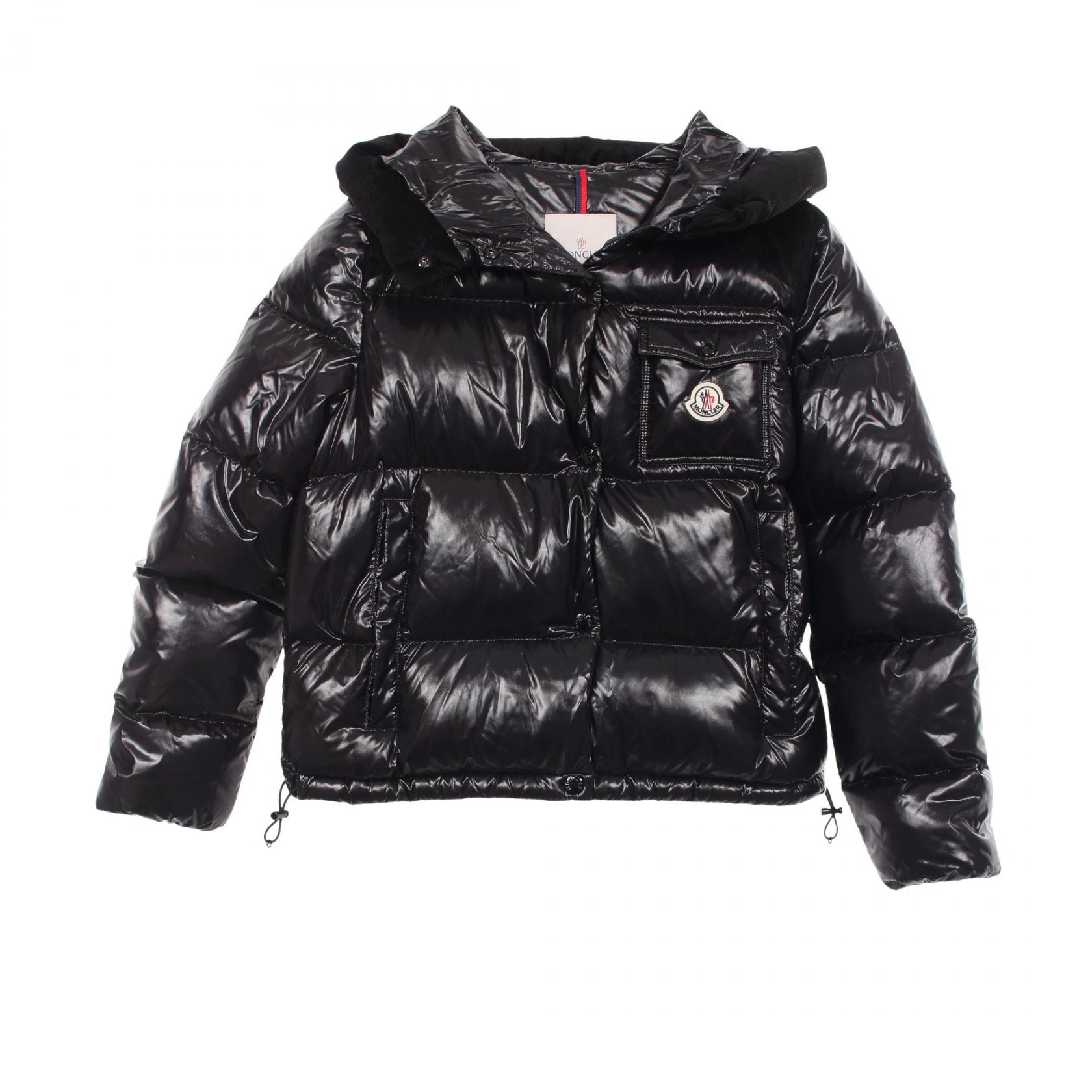 モンクレール MONCLER FACHE フード付き ダウンジャケット 衣料品 アウター ナイロン レディース ブラック系 1A00126 【中古】